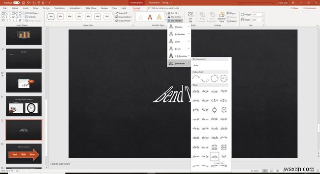 PowerPoint에서 곡선 텍스트를 사용하는 방법