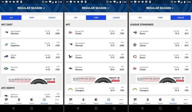 NFL 모바일 앱 사용 방법