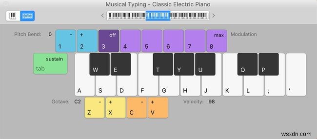 Mac 키보드를 GarageBand Piano로 바꾸십시오