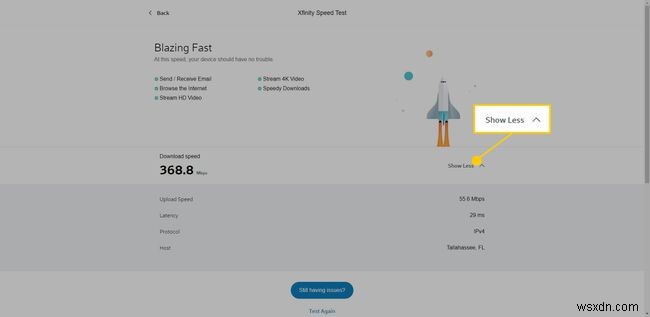 Comcast/Xfinity 속도 테스트 검토