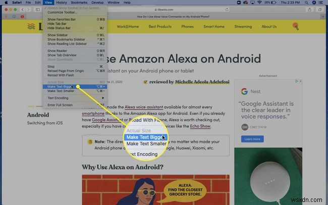 Mac의 Safari 브라우저에서 텍스트 크기를 수정하는 방법