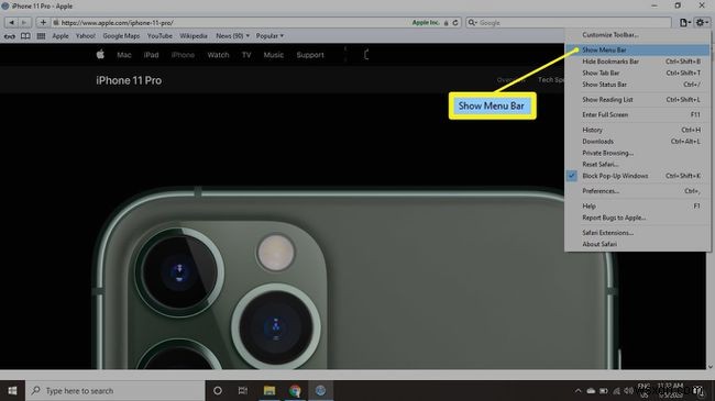 Windows용 Safari에서 메뉴 막대를 표시하는 방법