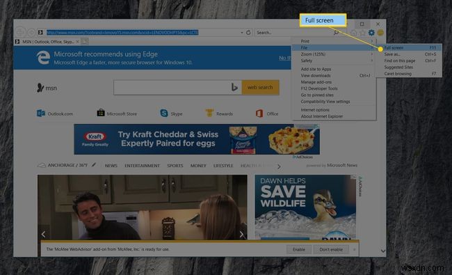 Internet Explorer 11에서 전체 화면 모드를 활성화하는 방법