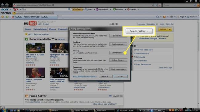 Internet Explorer 7에서 검색 기록을 삭제하는 방법