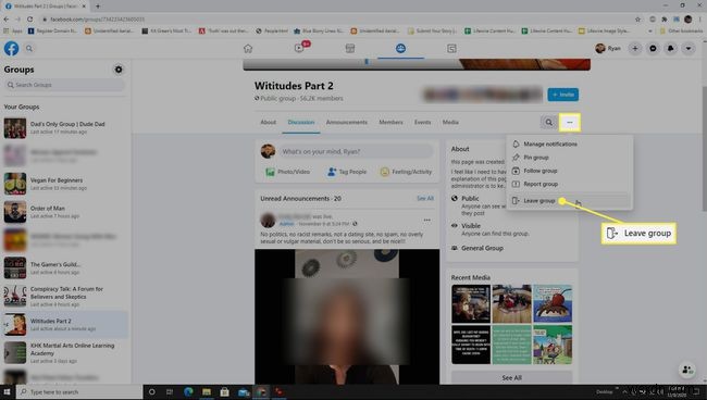 Facebook 그룹에서 탈퇴하는 방법