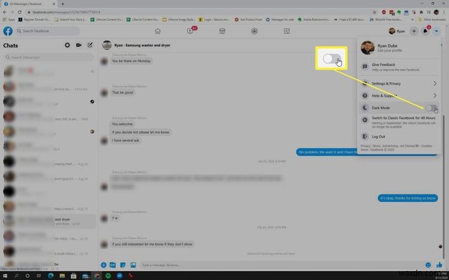 Facebook 메신저 다크 모드를 켜는 방법