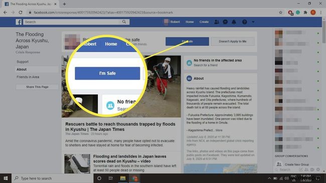 Facebook에서 자신을 안전하다고 표시하는 방법