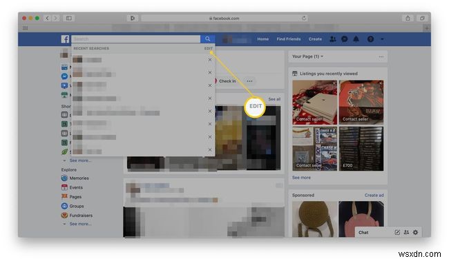 Facebook 검색 기록을 지우는 방법