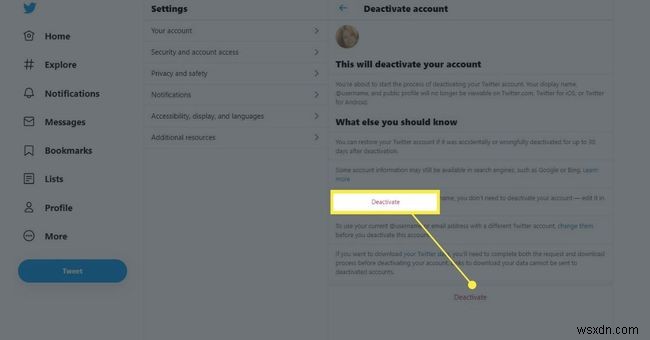트위터 계정을 영구적으로 비활성화 및 삭제하는 방법