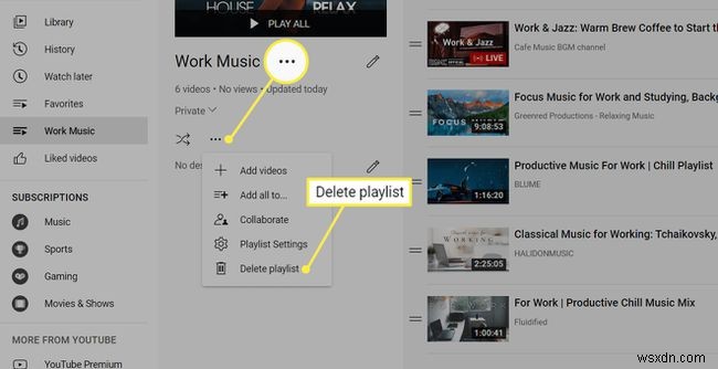 YouTube에서 재생목록을 삭제하는 방법