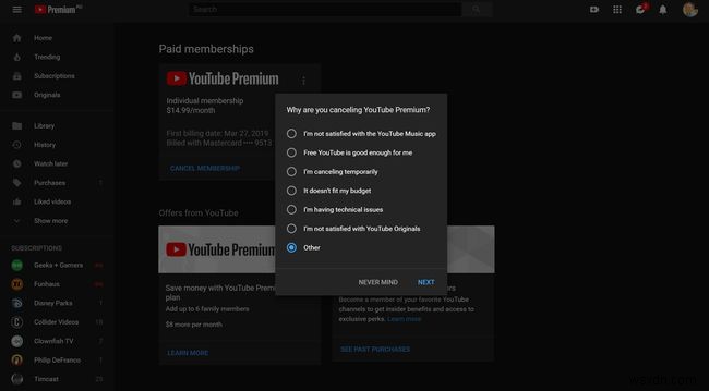 YouTube Premium(이전 YouTube Red) 취소 방법