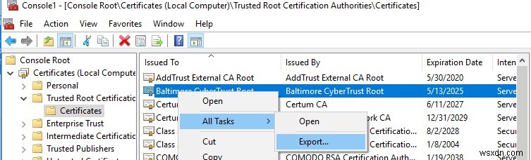 Windows에서 신뢰할 수 있는 루트 인증서 목록 업데이트