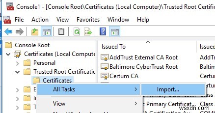 Windows에서 신뢰할 수 있는 루트 인증서 목록 업데이트