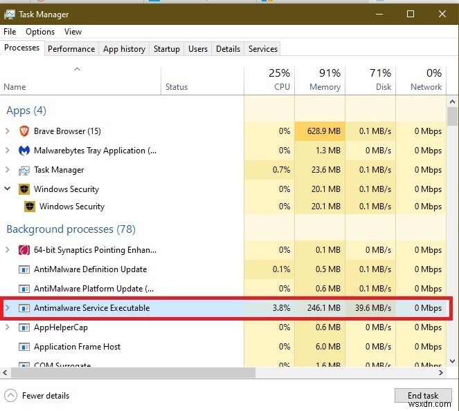 Windows에서  Antimalware Service Executable  프로세스를 비활성화해야 합니까?