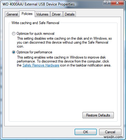 Windows Vista에서 외부 USB 드라이브 속도 향상