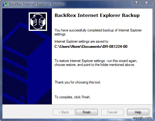 BackRex로 Internet Explorer 설정을 백업하는 방법