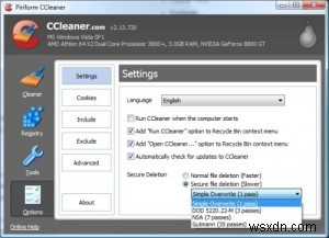 CCleaner를 사용하여 PC를 튜닝하고 트랙을 덮는 방법