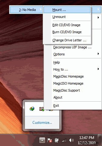 MagicDisc는 Windows에서 디스크 이미지를 생성/마운트/마운트 해제합니다.
