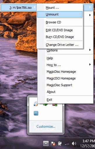 MagicDisc는 Windows에서 디스크 이미지를 생성/마운트/마운트 해제합니다.