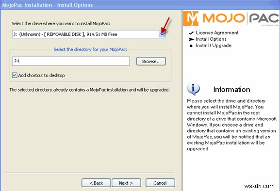 Mojopack을 사용하면 USB 드라이브에 Windows XP를 보관할 수 있습니다.