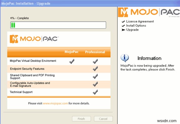 Mojopack을 사용하면 USB 드라이브에 Windows XP를 보관할 수 있습니다.