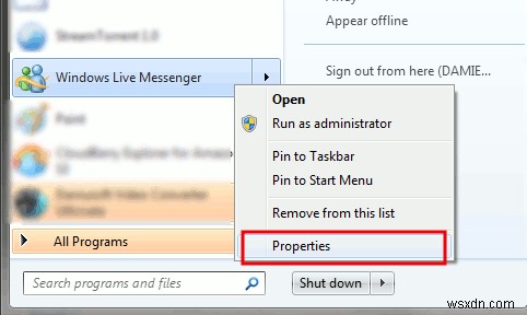 스니펫:Windows Live Messenger를 상태 표시줄로 최소화