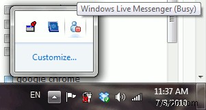 스니펫:Windows Live Messenger를 상태 표시줄로 최소화