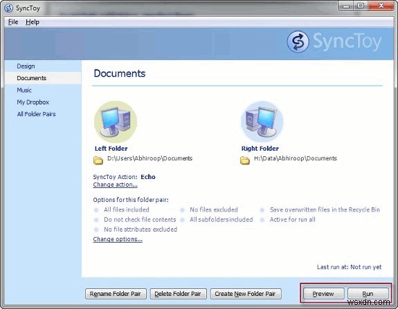 SyncToy:또 다른 유용한 Windows 백업/동기화 도구