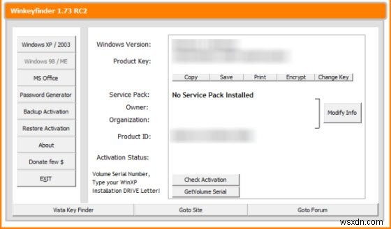 Microsoft 소프트웨어의 제품 키 및 Windows XP, Vista 및 Windows 7의 직렬 키 찾기