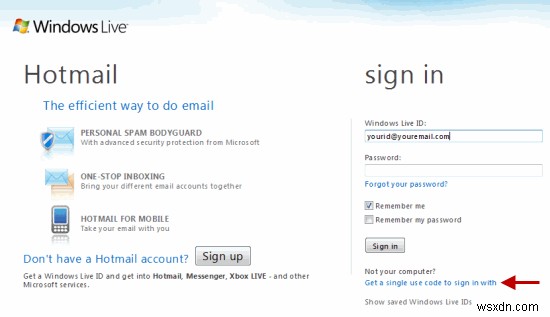 Windows Live 계정에 대한 단일 사인온 코드를 얻는 방법
