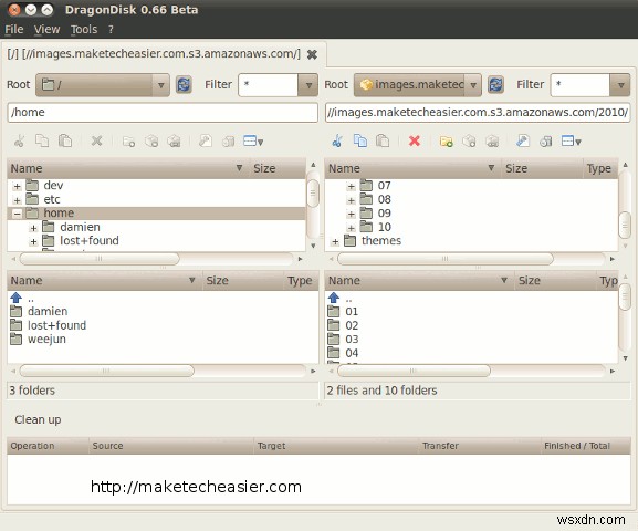 DragonDisk:Linux 및 Windows용 무료 Amazon S3 데스크탑 클라이언트