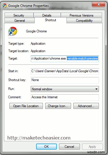 스니펫:Google 크롬 옴니바에서 Google 순간 검색 활성화(Windows만 해당)