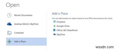 Microsoft Office 2013에 Dropbox 및 Google 드라이브 추가
