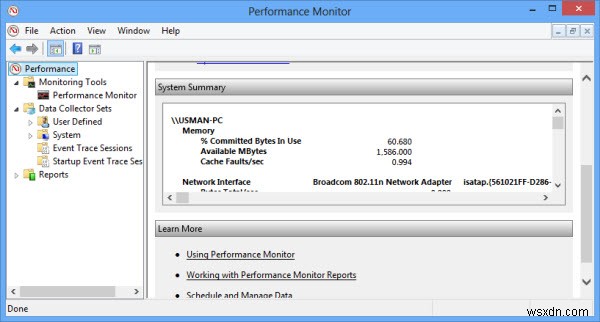 Windows 8 성능 모니터를 사용하여 시스템 성능을 분석하는 방법