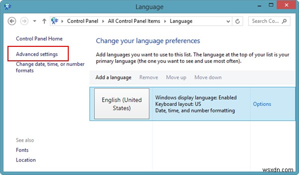 Windows 8에서 개별 앱 언어를 설정하는 방법