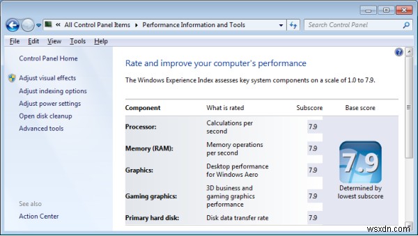 Windows 8.1에서 Windows 경험 지수 점수를 찾는 방법