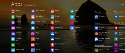 Windows 8.1 시작 화면을 앱 화면으로 교체