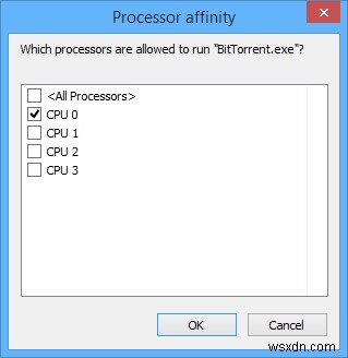 Windows 응용 프로그램이 특정 CPU를 사용하도록 강제 실행