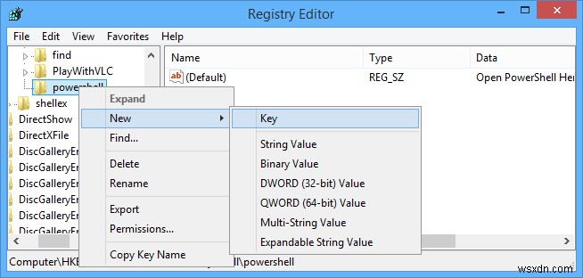 Windows에서 컨텍스트 메뉴를 마우스 오른쪽 버튼으로 클릭하기 위해 여기에 Open Powershell 옵션을 추가하는 방법