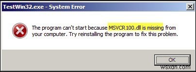  MSVCR100.dll이 없습니다  오류 수정 방법
