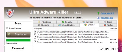 Ultra Adware Killer – 설치된 애드웨어를 치료하는 간단한 유틸리티