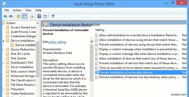 사용자가 Windows에서 이동식 장치를 설치하지 못하도록 하는 방법
