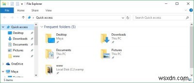 Windows 10 파일 탐색기에서 빠른 액세스를 제거하는 방법