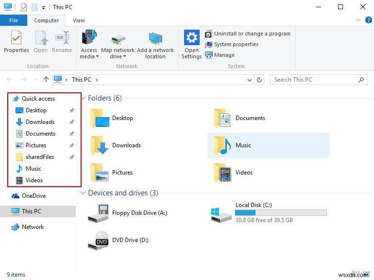 Windows 10 파일 탐색기에서 빠른 액세스를 제거하는 방법