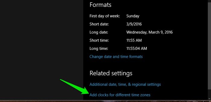 Windows 10에서 다른 시간대에 대해 여러 시계 추가