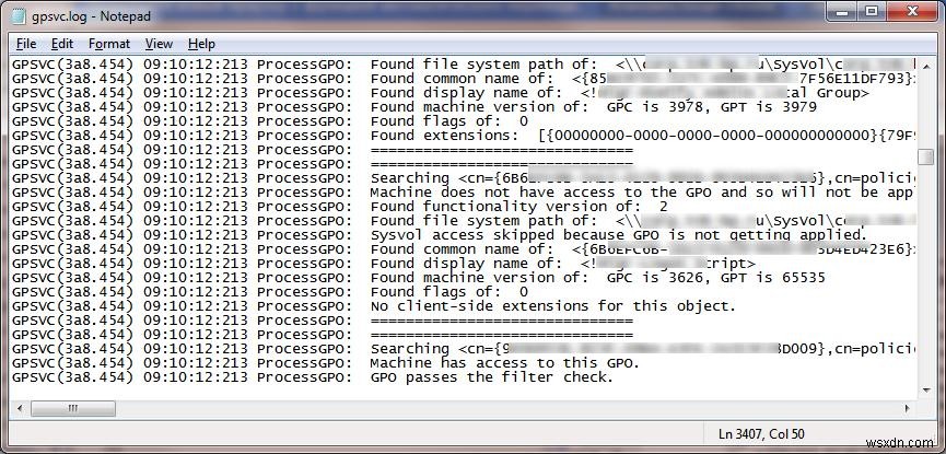 Windows 7에서 Gpsvc.log를 사용한 GPO 로깅