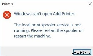 수정:Windows 10에서 로컬 인쇄 스풀러 서비스가 실행되지 않음