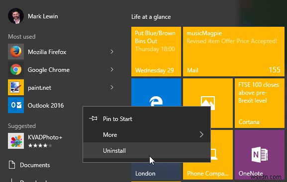 Windows 10 시작 메뉴를 보다 효율적으로 사용하기 위한 5가지 추가 팁