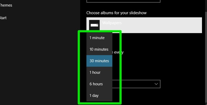 Windows 10에서 셔플 모드로 슬라이드쇼 배경화면 설정