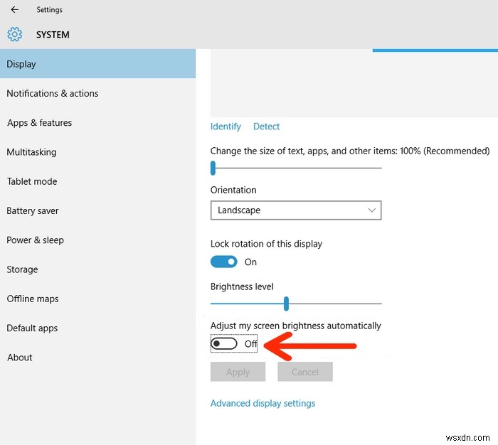 Windows 10에서 밝기 조절을 활성화/비활성화하는 방법